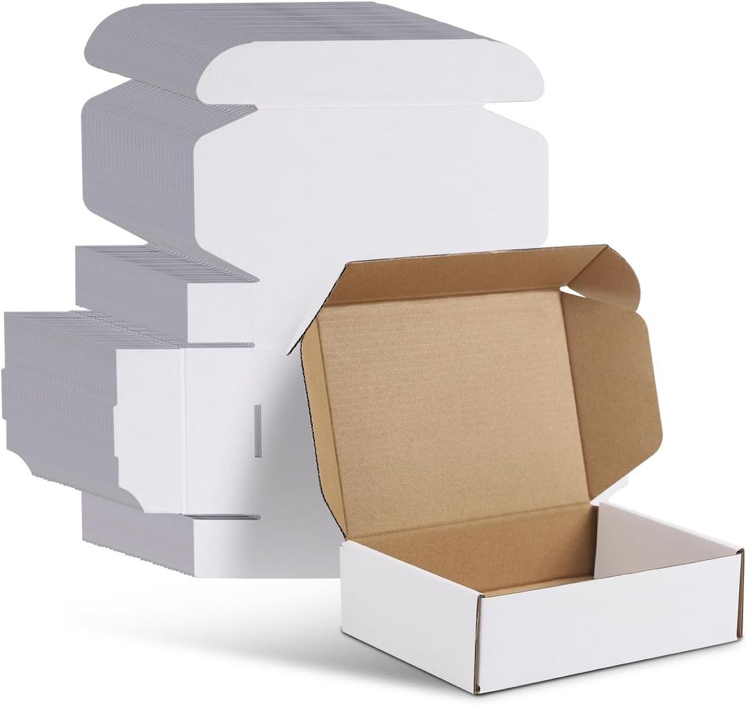 WIFTREY 7X5X2 Shipping Boxes Set of 30, 7X5X2 White Corrugated Cardboard Box for Packaging Small Business, Gift Packing, Mailing, Moving