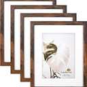 Wooden Brown 8x10 Picture Frame set of 4, Display 8x10 without Mat Wall Gallery Photo Frames