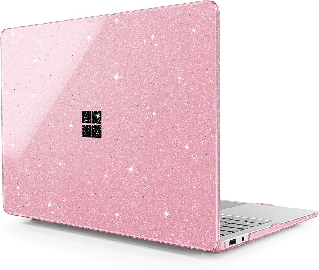 Case for Microsoft Surface Laptop 13.8 inch (Model 2036), 2024 Windows 11 Copilot+ PC, 7th Edition Touchscreen Display, Plastic Hard Shell Case with Keyboard Cover, Sparkly Pink