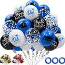 78 Pack Blue and Black Graduation Balloons Class of 2026 Graduation Decorations - 12 Inch Royal Blue White Congrats Grad Balloons with Ribbons, 2026 Grad Party Decorations for College, High School