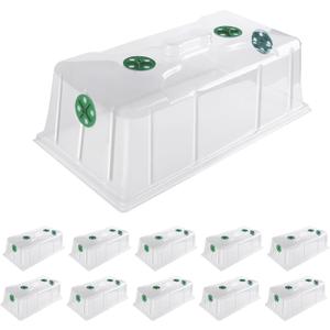 MIXC 10 Pack Humidity Dome 7" Tall Extra Strength, 1020 Growing Trays Cover, Propagation Seed Cloning Lid Vented for 10 x 20 Inch Flat Tray and Seed Starting Germination