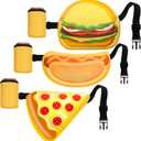 Hillban 3 Pcs Fanny Packs with Drink Holder Adjustable Belt Taco Waist Pack Storage Zipper Pocket for Adult Walking Travel(Pizza, Hamburger, Hot Dog)