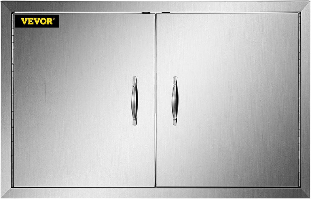 VEVOR BBQ Access Door, 31W x 24H Inch, Double Wall Outdoor Kitchen Door, Stainless Steel, Modern, Silver