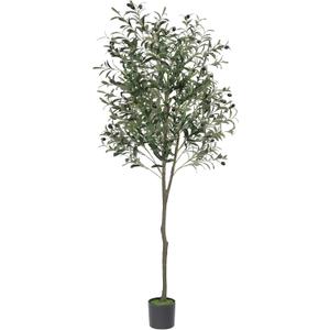 VIAGDO Artificial Olive Tree 6ft Tall Fake Potted Olive Silk Tree with Planter Large Faux Olive Branches and Fruits Artificial Tree for Home Office Living Room Decor Indoor, 1176 Leaves