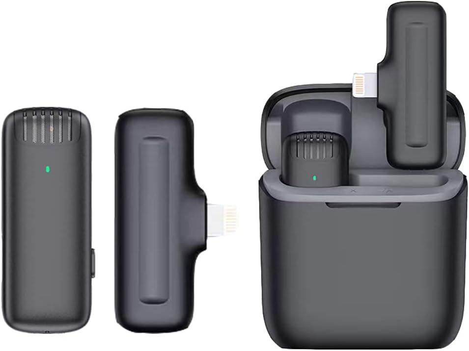 Wireless Lavalier Microphone Compatible with iPhone iPad, Phone Lapel Mic for YouTube Video Recording Interview Tiktok Vlog Live Streaming, 3 Levels Noise Reduction, Plug-in