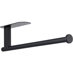 Paper Towel Holder, Upgrade SUS304 Stainless Steel Paper Towel Holder Under Cabinet, Bend-Resistant, Self-Adhesive or Drill mounting (Black)