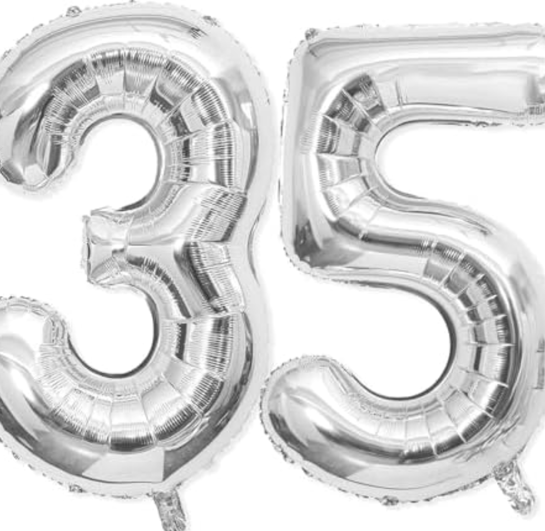Pack of 3 35 Balloon Number, 40 Inch Silver Foil Balloons Giant Jumbo Helium Number 35 Balloons for 35th Birthday Decorationss Anniversary Events Boys Girls Women Party Decorationss (Silver)