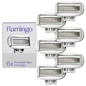 Flamingo Women's Original Razor Blade Refill Cartridges for Women - 6 Count - 5-Blade Shaving Razors for Women