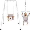 2 in 1 Baby Jumper & Swing, Baby Jumper for Indoor and Outdoor Use, Toddler Swing with Foldable Stand, Stable Bouncer Jumper White