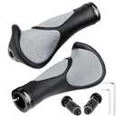 TOPCABIN Bicycles Handlebar Grips, Aluminum Lock-on Ergonomic Bike Grips, Cushion Vibrations Comfort Bike Handlebar Grips, Mountain MTB BMX Bicycles Grips for Scooter (Rubber Black/Grey)