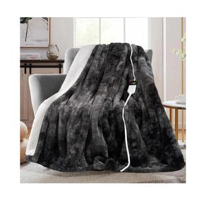 MAXEVE Electric Heated Throw Faux Rabbit Fur Blanket with 8 Heating Levels & 8 Hours Auto Off, Fast Heating Warm Cozy Sherpa Washable Blanket with Over-Heat Protection, ETL Certification, Grey