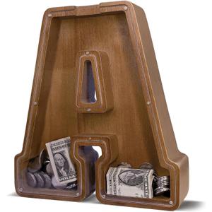 Wooden Letter Piggy Bank for Kids Larger Letter Piggy Bank for Boys and Girls Personalized Piggy Bank Initial Coin Bank Wood Kids Money Bank for Birthday and Festival