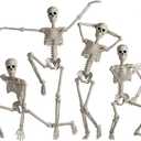 4Pack 36 Inches Pose-N-Stay Halloween Skeleton Life Size Full Body Posable Movable Jonints for Halloween Decoration Decor
