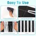 Voircoloria 3 Pack 3.3 x 8.2 ft Black and Silver Foil Fringe Backdrop Curtains, Tinsel Streamers Party Decorations, Fringe Backdrop
