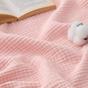 Bedsure 100% Cotton Muslin Blanket Large Throw 50x70 - 4-Layer Breathable Lightweight Soft Gauze Throw for Couch Bed Summer, Pink, 50x70 Inches