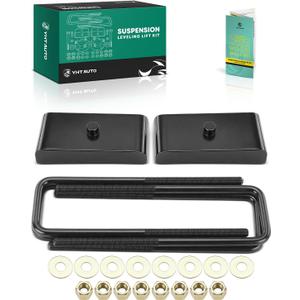 YHTAUTO 1 Inch Rear Leveling Lift Kit Fits 1999-2019 Chevy Silverado 1500 & GMC Sierra 1500 | RWD/4WD | Blocks w/U-Bolts Raise the Rear By 1 Inch | 6PCS Suspension Leveling Kit w/Hardware