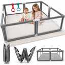 Foldable Baby Playpen, 59" x 71" Portable Play Pen for Babies and Toddlers, Collapsible PlayYard, Indoor & Outdoor Baby Fence with Breathable Mesh, Travel Safety Area