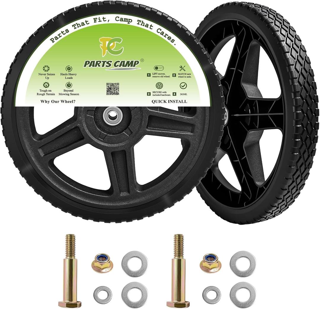 Parts Camp Push Mower Wheel kits Lawn Mower 14 inch Wheels for Push Mower(Set of 2)