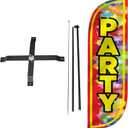 LookOurWay Feather Flag Set - 5ft Tall Advertising Banner Flag with Pole Kit and X-Stand for Business Promotion - Party Balloons