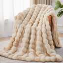 Anysay Faux Fur Throw Blanket, 1000GSM Fluffy Soft Bubble Blanket for Couch Bed, Cozy Plush Warm and Thick Blanket, Fuzzy Rabbit Throw for Living Room Bedroom 50''*60'' Tie-dye Camel