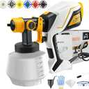 Paint Sprayer 1000W HVLP Electric Spray Paint Gun with 6 Copper Nozzles and 3 Spray Patterns 1200ML High Capacity Container for Furniture, Fences, Walls, Garage Doors (Yellow)