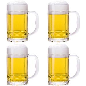 4 Pack Heavy Beer Mugs, Large Beer Glasses with Handle, 14 Ounce Glass Steins, Classic Beer Mug glasses Set