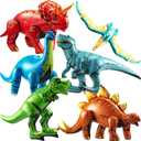 6-Pcs Inflatable Dinosaur Birthday Party Decorations - Large Blow-Up Dino Toys for Kids (20-26) Dinos for Boys or Girls - Self-Standing Vinyl Balloons for Jurassic Theme Party & Pool Floats