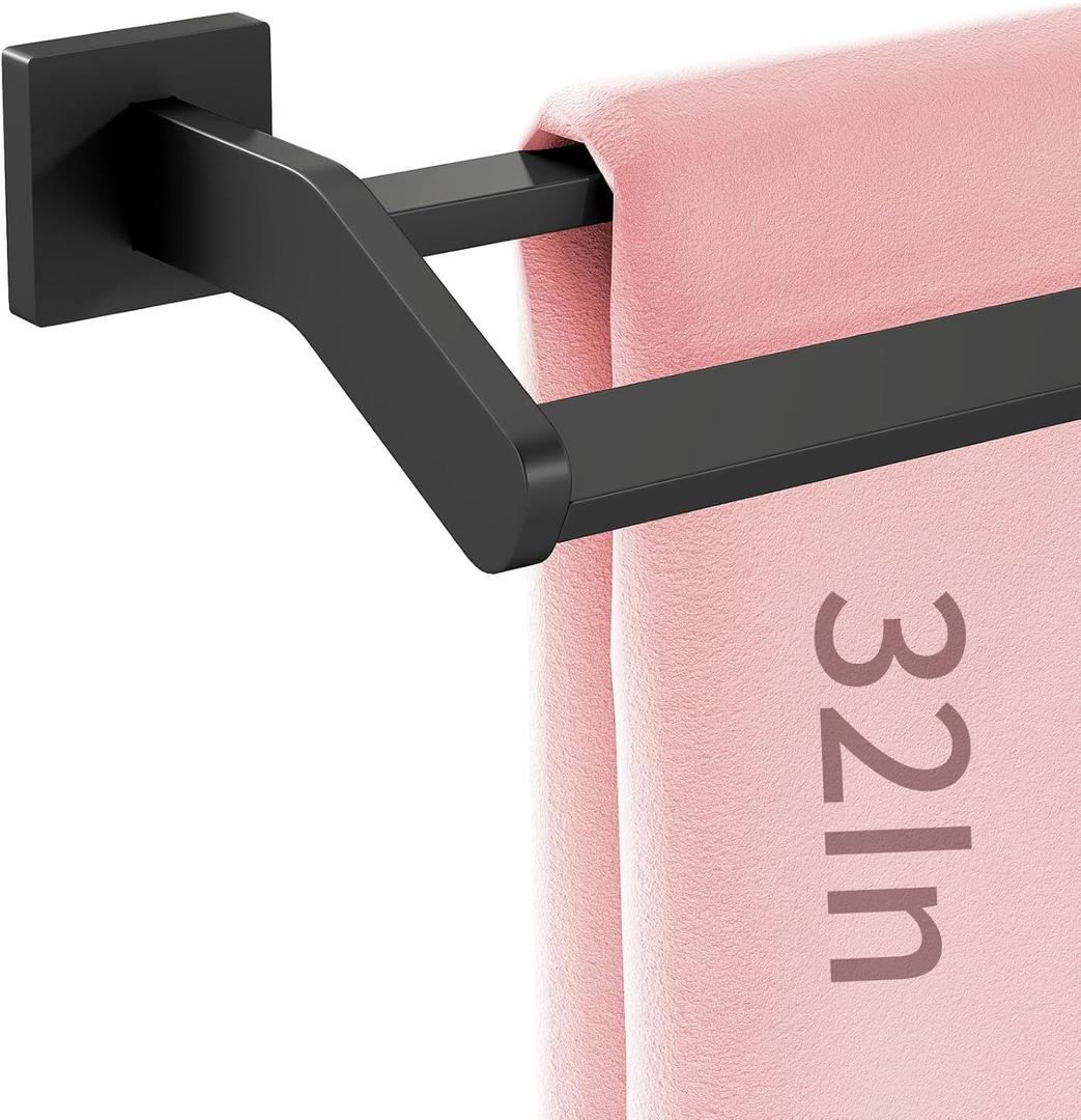 Double Towel Bar, Towel Racks for Bathroom, 32 Inch Heavy Duty Stainless Steel Bathroom Towel Holder Rod Wall Mounted, Bath Towel Rack, Matte Black