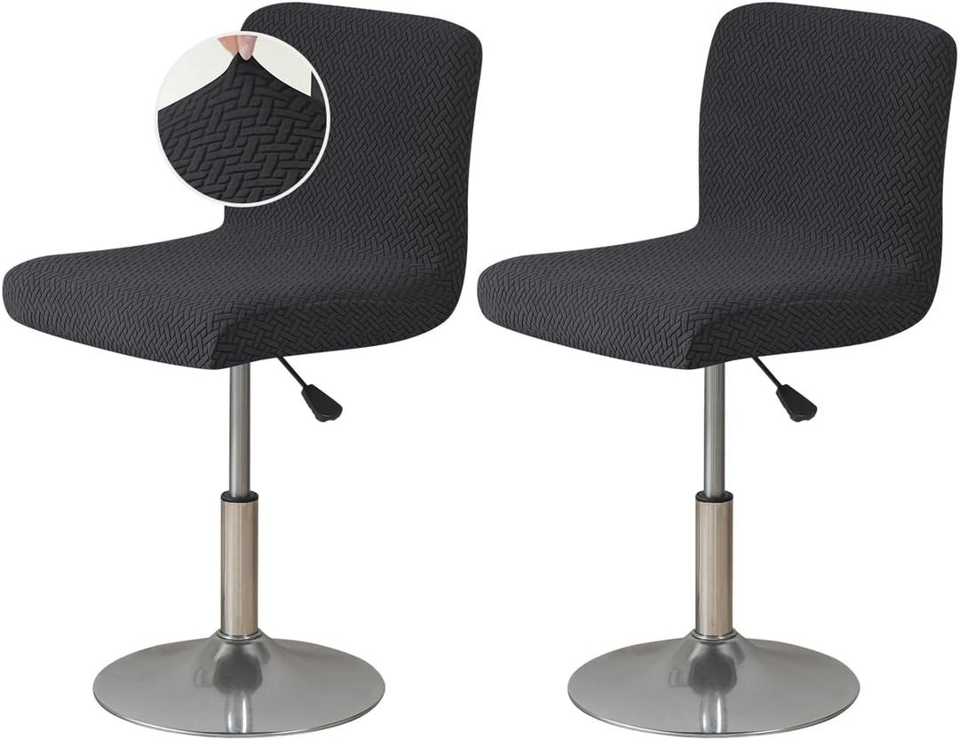 FUANGUI Bar Stool Covers Set of 2, Stretch Bar Stool Chair Cover Slipcovers, Knitted Jacquard Counter Stool Bar Chair Covers for Kitchen Pub Dining Room (Knitted Black)