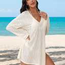 Swimsuit Coverup for Women Crochet Bathing Suit Cover Ups for Swimwear Beach Vacation Clothes 2025 Summer Dresses (White, M)