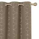Deconovo Grommet Blackout Curtains, Room Darkening Gold Diamond Drapes, 2 Panels, Neutral, 42W x 108L Inch, for Bedroom and Living Room