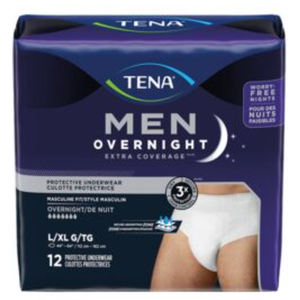 Tena Men's Overnight Underwear Size L/XL Extra Coverage, 48(4×12) Pieces