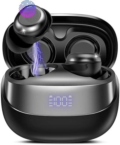 DUSONLAP Sleep Earbuds Bluetooth 5.4 in Ear Light-Weight Headphones, Mini Sleep Headphones Small Design for Side Sleepers, 47H Playtime with Charging Case, Clear Calls Earphones, Inkiness