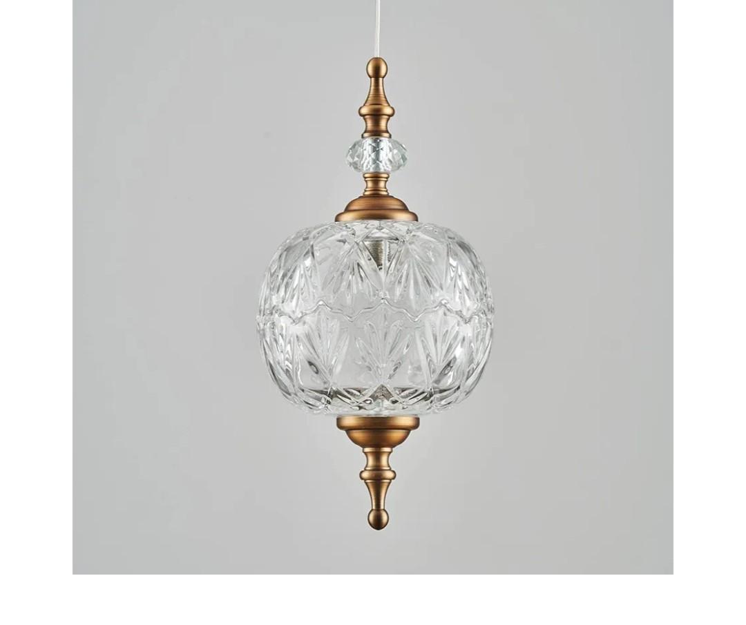 TLOLGT Antique Adjustable Pendant Light Fixtures Delicate Decorative Pattern Glass Ceiling Pendant Lighting for Kitchen Island Dining Room with Original Vintage Design