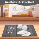 Large Stone Dish Drying Mat for Kitchen Counter, 24"(L)×16"(W) Pu Leather Stone Dishes Mats,Water Absorbing Diatomaceous Earth Drying Pad for Bottles Utensils Cups