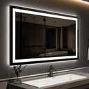 ROOMTEC 48 x 30 Inches LED Bathroom Mirror with Lights, Vanity Mirror with Front and Backlight, Smart Dimmable Anti-Fog LED Mirror for Bathroom, Memory Function, Tempered Glass (Horizontal/Vertical)