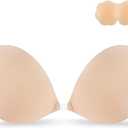 Niidor Adhesive Bra Strapless Sticky Invisible Push up Silicone Bra for Backless Dress with Reusable Nipple Covers size B