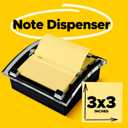 Post-it Note Dispenser, Sticky Note Holder, Black Base, Clear Top, Includes 50 Sheets of 3 in x 3 in Canary Yellow Pop-Up Notes, Classroom or Office Supplies (1.8" x 5.9")