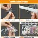10 Pack Clear Doll Clothes Storage Bags with Hanging Rod & Hooks, Compatible with Labubu Clothes and 4-8 inch Doll Clothes - PVC Transparent Organizer Set for Dolls, Space-Saving Wardrobe System