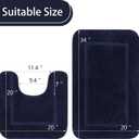 LOCHAS Bathroom Rug Set Navy, Soft Bath Rug Set 2 Piece, Toilet Mat U-Shaped 20x20 and 34x20 Bath Rugs, Quickly Dry Mats for Bathroom, Tub, Washable, Super Absorbent Floor Mat
