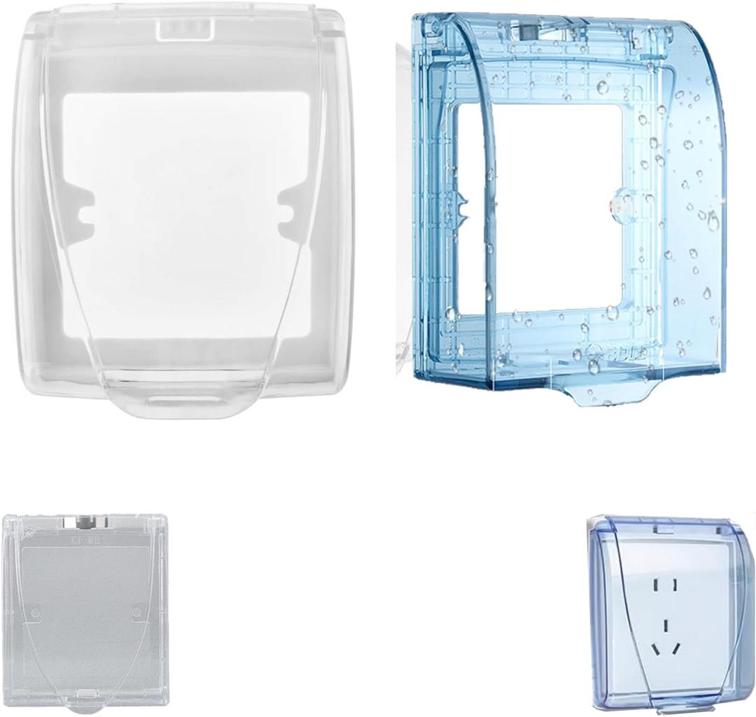Outdoor Indoor Waterproof Outlet Covers, 2 Pcs Clear Outlet Protector Box Household Electrical Box Cover Plastic Wall Dust Covers Bathroom Outlet Receptacle Protectors