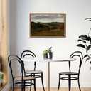 Framed Mountain Canvas Wall Art, Vintage Landscape Paintings Print, Modern Farmhouse Landscape Wall Decor, Countryside Retro Pictures Decor for Living Room Bedroom – 16x24 inch