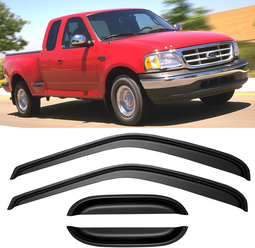 Window Visors Rain Guards for 1997 1998 1999 2000 2001 2002 2003 Ford F150 SuperCab, Window Vent Shade Wind Deflectors for 97 98 99 F250 Light Duty Extended Cab