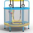 LANGXUN 60" Trampoline for Kids, 5ft Toddler Mini 6-in-1 Trampoline Indoor Outdoor with Swing, Basketball Hoop, Dart Board, Rings, Christmas Toys Birthday Gifts for Girls Boys