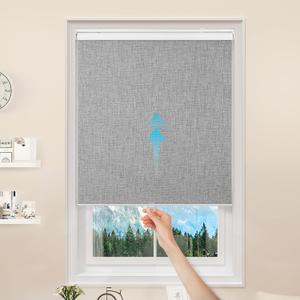GENIMO 100% Blackout Roller Window Shades, Window Blinds Cordless with Thermal Insulated, UV Protection Fabric, Mini French Door Blinds for Home, Office, Bedroom, Easy to Install, Grey, 22" W X 75" H (22"W x 75"H, A.grey | 100% Blackout)