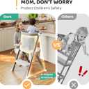 Toddler Tower, Toddler Kitchen Stool Helper with Anti-Tipping Structure and Safety Net, More Secure and Stable, Ideal for Toddlers 18 Months to 4 Years Old, Gray