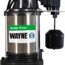 Wayne 3/4 HP Heavy Duty Submerisble Cast Iron and Stainless Steel Sump Pump with NEW Switch - Removes up to 5,490 Gallons of Water Per Hour