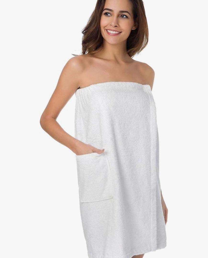 SIORO Women Bath Towel Wrap Robe, Soft Cotton Terry Spa Cloth, Plush Adjustable Closure for Shower, Travel, Pool, Gym S/M
