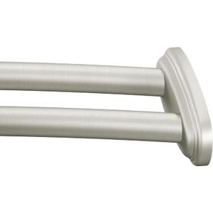 Moen Brushed Nickel Adjustable 57 to 60-inch Stainless Steel Double Curved Shower Curtain Rod, Wall Mounted with Fixed Brackets, DN2141BN