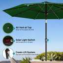 AreShark 9FT Patio Umbrella with Solar Lights, 32 Lighted Pool Umbrella w/Tilt and Crank, Outdoor Market Solar Umbrellas for Garden, Deck, Backyard, Pool and Beach, Dark Green